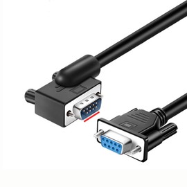 RIKYJIC DB9 RS232 Right Angle Serial Cable 9 Pin Male to Female Right Angle Adapter COM Port Data Cable Plug and Play for Easy Connection (Male Angle to Female Straight, Small Side Down, 1 Meter)