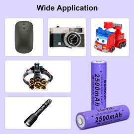 PAOWANG 14500 Rechargeable Battery 2500mAh Button Top 16 Pack 3.7Volt Lithium AA Batteries for Headlamp Flashlight