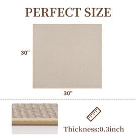 RESARE Stair Treads Non Slip Indoor, Square Carpet Stair Treads for Wooden Steps Rubber Backed Stair Rugs, Super Absorbent Washable Stair Landing Mat 31"x31" Beige