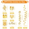 WD&CD 53 Stück Gold-Haarschmuck, Dreadlocks Schmuck, Metall-Gold-Zöpfe Dreadlock-Zubehör Haarspiralen Clips
