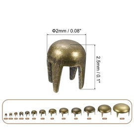 sourcing map 80Pcs Bronze Round Dome Rivets, 2mm Brass Spike Studs Spots Punk Rock Nailheads Claw Beads for DIY Clothes Belt Bag Shoes Bracelet Leather Craft