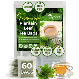 TOG999 Premium 60 Plantain Tea Bags, 100% Natural & Pure Plantain Leaves. Loose Leaf Herbal Tea. No Sugar, No Caffeine, No Gluten, Vegan