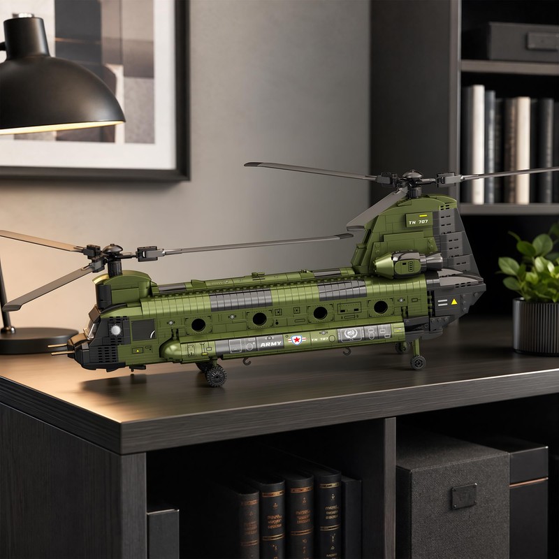 JMBricklayer CH-47 Chinook Helicopter Building Set, Military Cargo Helicopter Model
