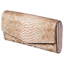 [VOICE] Align Italy Atema Company Cowhide Anaconda Diamantina Women's Flap Long Wallet Elegant Python Embossed Money Luck Enhancement Present Use Gift Box Included, PINK