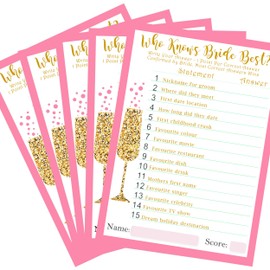 20 Who Knows Bride Best and Hen party Challenges 2 in 1 Hen Party Game - 'Rose Pink' 20 x A5 Sheets. Hen Party Game if play on a night out on a hen do or bridal shower with the bride to be.
