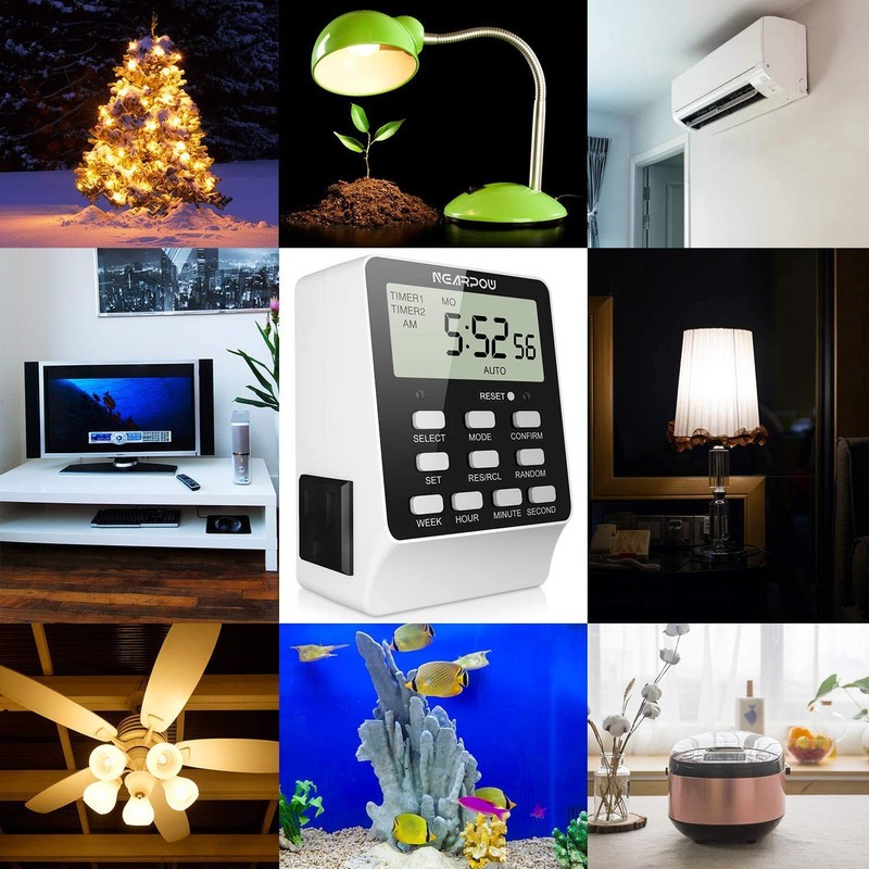 [2 Pack] Outlet Timer, NEARPOW Dual Digital Light Timer with