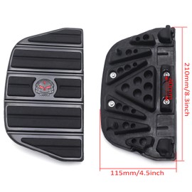 HTTMT- Black Gear Skull Passenger Footboard Floorboard Compatible with 87-15 Touring/86-15 Softail [P/N: MT216-069-BK-NEW]