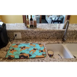 Caroline's Treasures MLM1057DDM Apricot Pug Dish Drying Mat Absorbent Dish Drying Mat Pad for Kitchen Counter Dish Drainer Mat for Countertop, 14 x 21", Multicolor