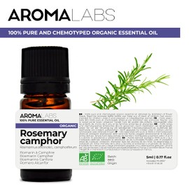 BIO - Rosemary Camphor Essential Oil - 5mL - 100% Pure, Natural, Chemotyped and AB Certified - AROMA LABS (French Brand)