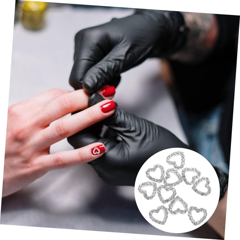 Healeved 10pcs Rhinestones Nail Charms Heart-Shaped Nail Decorations Creative Accessories