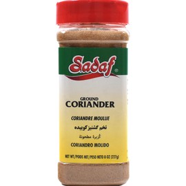 Sadaf Coriander Ground - Coriander Powder - Indian Dhania Powder - Cilantro molido - Grounded Coriander Seeds - 8 oz Bottle With Shaker Top