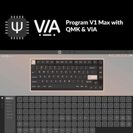 Keychron V1 Max 75% Custom Mechanical Keyboard Kit, 2.4 GHz/Bluetooth 5.1/Wired Hot-swappable Barebones Keyboard, QMK/VIA Programmable Knob with RGB Backlit for Mac Windows Linux