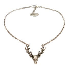 Alpenflüstern Bavarian Metal Necklace with Deer Head (antique silver-coloured) - Traditional German Pendant Necklace, Charivari, Bracelet