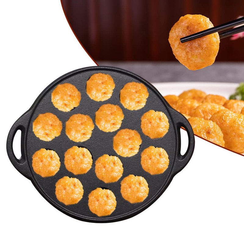 Cast Iron Pancake Pan, 10 inch Non-Stick Takoyaki Pan with