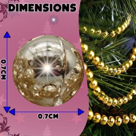 3X Rose Gold 10M Christmas Tree Beads Garlands, Metallic Bead Chain, Xmas Beaded Decoration for Home, Party, Indoor & Outdoor Use, DIY Crafts, Art and Jewellery Making