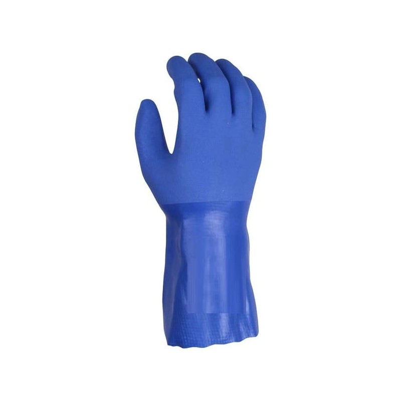 Blue PVC Rubber Heavy Duty Chemical Resistant Gauntlet 35" Long