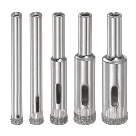 HARFINGTON 5pcs Diamond Drill Bit Set 3/16" 1/4" 5/16" 3/8" 1/2" Hollow Drill Bits Hole Saw Set for Glass Tile Porcelain Ceramic Marble Bottles Pots Brick