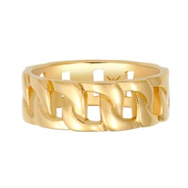 Kuzzoi Solid Men's Ring (8 mm) in Curb Design Gold-Plated Band Ring for Men Made of 925 Sterling Silver, Ring in Chunky Chain Look, Ring Size 60-66, 0602341820, Sterling Silver