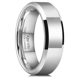 King Will BASIC Men's 4mm/5mm/6mm/7mm/8mm Tungsten Carbide Ring Polished Plain Comfort Fit Wedding Engagement Band (7mm, 14.5)
