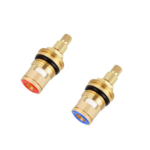 peiyee 2 Pieces Mixer Tap - Cartridge Tap Valves, Replacement Brass Disc Tap, Hot & Cold Faucet Valve Ceramic Tap Cartridge, Ceramic Disc Cartridges Tap Valve for Bathroom or Kitchen Tap