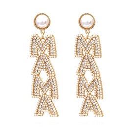 MAMA Earrings for Women MAMA Letter Dangle Earrings Pearl Drop Earrings Shining Rhinestone MAMA Earrings Mom Jewelry Birthday Mother's Day Gift