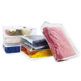 6 Pacs Plastic Storage Bags for Clothes, Clear Zippered Storage Bags for Sweater Blanket Bed Sheet Storage, Vinyl Storage Organizer Bags with Zipper for Closet Linen Sweater Blanket （16*12*4 Inch）