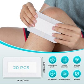 20 Stück Wundpflaster 10 x 20 cm, Selbstklebender Wundverband mit sanfte Haftung Saugfähig Weich, Einzeln Verpackt
