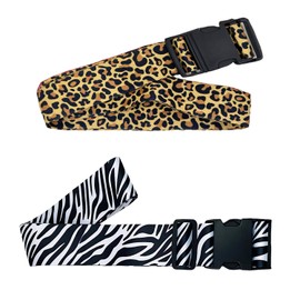2 Stück Luggage Strap, Gepäckgurt, Koffergurt, Kofferband, Leopardenmuster, Zebra-Print, Design Koffergurte, Gepäck Schnell Identifizieren Und Schützen,für Rucksack, 22-26 Zoll Koffer