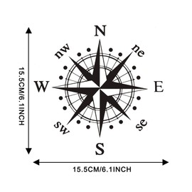 TOMALL 2 Pieces 15.5cm Bonnet Compass Sticker Car Compass Graphic Sticker for SUV Off-Road Vehicle Body Side Door Trunk Universal Waterproof Vinyl Car Sticker (Black)