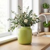 Wancetang Green Ceramic Vase, 7 Inch, Slanted Mouth