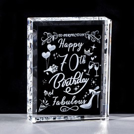 70th Birthday Gifts for Women Happy 70th Bithday and Fabulous Glass Keepsake Presents for Her Home Decor Ornaments