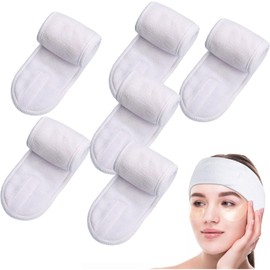 6 Pcs Headband for Washing Face, Makeup Headband, Facial Headband, Hair Band for Washing Face, Adjustable Skincare Hair Band for Washing Face,Bath,Sport&Yoga（White）
