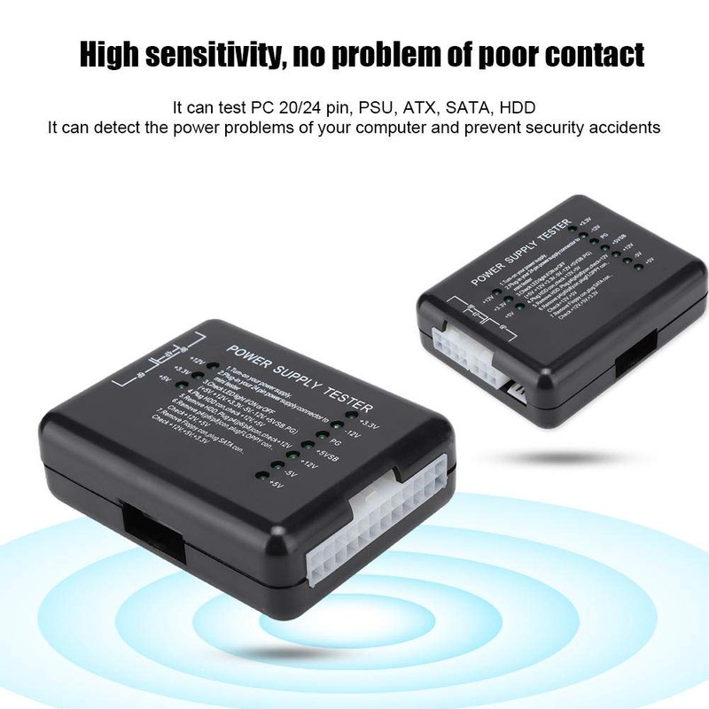 Garsent 24Pin Computer PC Power Supply Tester, PSU/ATX/SATA/HDD Connectors Power