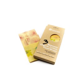WaxWrap - Waxed Cotton Food Wraps Set of 3 Small 20x20cm Medium 30x30cm Large 40x40cm, 126g - Sustainable, Reusable, Eco-Friendly, Plastic-Free