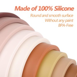 Silicone Stacking Rainbow, Silicone Baby Stacking Toys, Preschool Toys Boho Baby Toys, Stacking Toy & Teething toys, 10 Pacs Montessori Toys Baby Toys,Rainbow Stacker for Kids and Babies.BPA-Free.