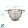 1x 21.5cm Stainless Steel Colander - Metal Kitchen Cooking Rice