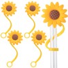 CustomyLife 5 Pcs 0.3inch Sunflower Straw Toppers Reusable Silicone Drinking