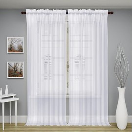 Oakias - 2 paneles de cortinas traslúcidas, color blanco, 137 x 213 cm cada uno, cortinas de gasa para salas de estar y habitaciones