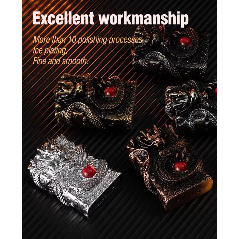 Cool Lighters, Windproof Carving Dragon Antique Lighter, Reusable Kerosene Grinding