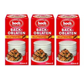 Hoch Round Baking Wafer Paper 5 cm 35 g per Pack of 3 Gluten Free Vegan Wafer Paper for Baking Macaroons & Gingerbread