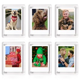 Magnetic Refrigerator Mini Picture Frames, 2.36x3.54 Acrylic Magnetic Clear Photo Frames, 2x3 Mini Film Picture Frame Compatible with Instax/Polaroid Camera for Fridge/Locker/Wall, 6 Pack