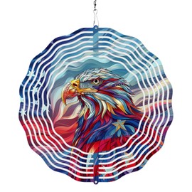 Metal Wind Spinners Outdoor Garden Decor,American Eagle Craft Spinner Hanging Patio Decor,10 inch Yard Ornaments 3D Kinetic Spinner,Patriotic Flag Wind Spinner Unique Gift