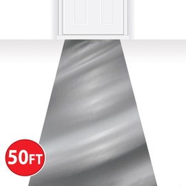 Beistle 30" x 50' Silver Metallic PVC Aisle Runner for Prom Decorations, Wedding Party Decor, Indoor Use, USA Made