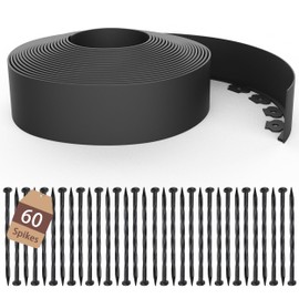 ESOHOT 4 inch Tall Landscape Edging Kit 40FT Garden Edging with 60 Spikes for Lawn Edging and Flower Beds (Black, 40FT)