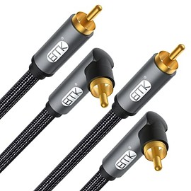 Subwoofer Cable EMK Male to Male Digital Coaxial Cable Dual Shielded with Gold Plated RCA to RCA Connectors Pack of 2 (Angle, 3ft/1M)