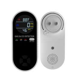 Natural Gas Detectors &Plug in Carbon Monoxide Detector， 4 in 1 Co and Gas Detector Temp Humidity Monitor，Propane, LPG, Gas Detector for Home，Kitchen,Hotels，RV.（1 Pack）