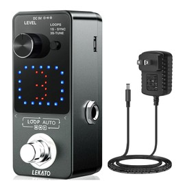 LEKATO Looper Pedal, Guitar Looper Pedal with 9V 0.6A Pedal Power Supply Adapter and USB Cable, Guitar Effect Looper Pedal with SYNC & Tuner Function Loop Pedal 3 Loops 18 Minutes Record Time
