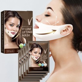 V-Line Mask Face Lifting Mask V Line Face Mask V Line V-Shape Mask Moisturising Mask for V-Face Slimming Anti-Wrinkle and Firming Skin Reduction of Double Chin, Pack of 5