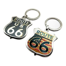 [49ers] Route 66 ROUTE66 Metal Key Ring, American Souvenir, American Goods, Keychain, Set of 2 Colors, multicolor