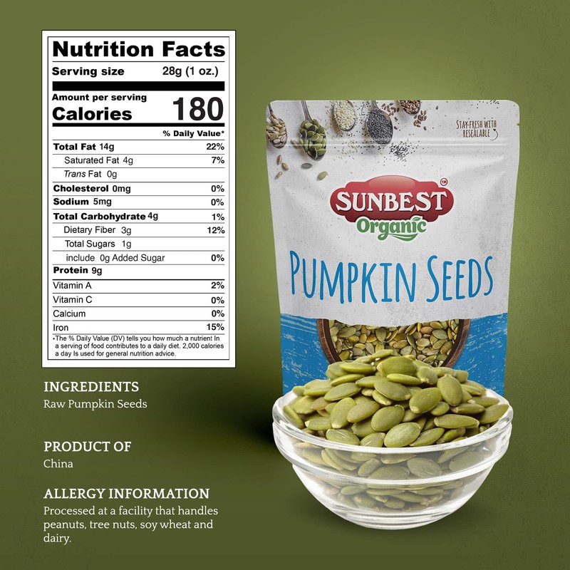 Sunbest Natural - Pumpkin Seeds Raw and Fresh, Pumpkin Seeds